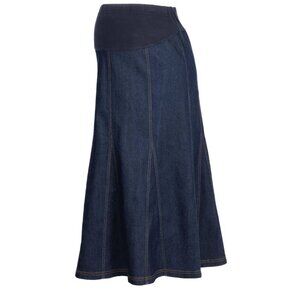 Attesa Maternity Midi Skirt Size XS Blue Denim Modest Pull On